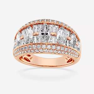 Women's Marquise Cut Diamond <b>Cocktail</b> <b>Ring</b> Yellow <b>Gold</b> Pave Setting Luxury Wedding Jewelry - Product Image 3