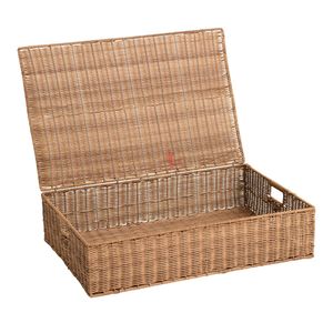 Rattan <b>Storage</b> <b>Chest</b> with Lid Rectangle Shape Natural Wicker Basket for Neatening Multi-Purpose Use - Product Image 1