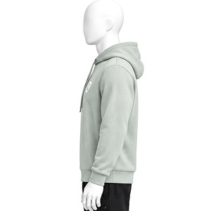Sudadera con Capucha para Hombre, Color Gris Claro, Corte Regular, Color Sólido, Informal, con Logotipo Estampado en la Parte Delantera, Ropa de Invierno - Product Image 5