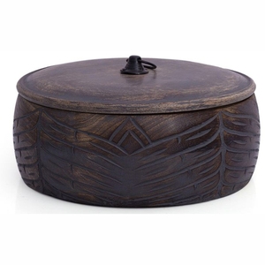 Eco-Friendly Acacia Wood Spice <b>Box</b> Round Multi-Compartment Seasoning Container Divided Wooden <b>Masala</b> Dabba Organizer for Kitchen - Product Image 2