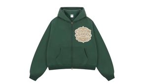 Sweat-shirt streetwear noir tricoté oversize zippé décontracté à épaules tombantes, avec broderie usée, délavage acide et strass - Product Image 5