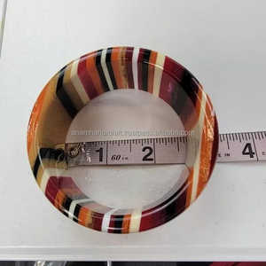 Handcrafted <b>Vintage</b> Style Resin <b>Cufflink</b> Bangle Set for Women Customized Highly Polished Handmade Jewelry India Love Model - Product Image 5