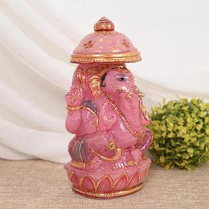 Estatua de Ganesha Tallada a Mano en Cuarzo Rosa Natural, Ídolo de Cristal Pintado a Mano, Decoración para el Hogar, Regalo, Proveedor Mayorista OEM ODM - Product Image 2