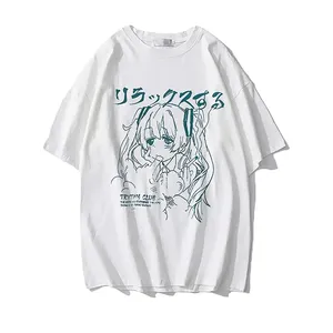 Camiseta Vintage para Hombre con Gráfico de Anime, Diseño de Chica Manga Japonesa, Estilo Harajuku, Talla Grande, Algodón - Product Image 1