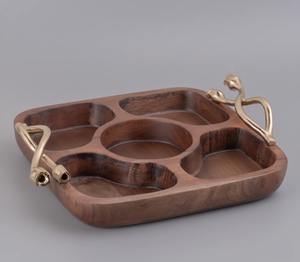 Plat en bois d'acacia, plateau à chips et à sauce en bois - Product Image 1