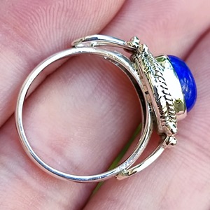 <b>Lapis</b> <b>Lazuli</b> <b>Ring</b> 925 Sterling Silver Handmade Boho Statement Promise Jewelry for Women Natural Round Shape Gemstone Jewelry - Product Image 2
