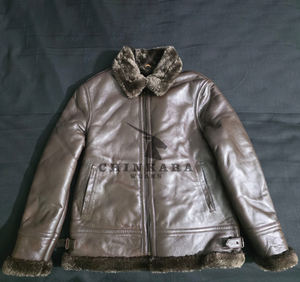 Chaquetas Bomber B-3 para Hombre de Alta Calidad, Cuero de Oveja Auténtico, Cuello Alto, Bolsillos Delanteros, Resistentes al Viento y Transpirables - Product Image 1