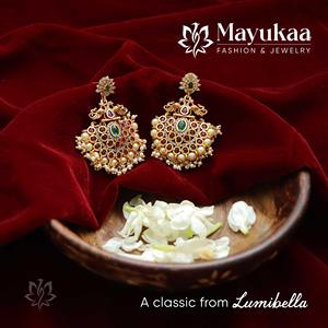 Kempu Chandbali Chandelier Drop Earrings-Ethnic Pearl Studs for Party & Gift - Product Image 3
