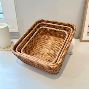 Conteneur alimentaire de cuisine moderne multifonctionnel portable en rotin naturel tressé à la main, trois couches, vente en gros d'usine, durable - Product Image 1