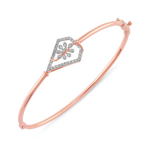 Asymmetrical Heart Blossom Diamond Accent <b>Bangle</b> <b>Bracelet</b> - Product Image 2