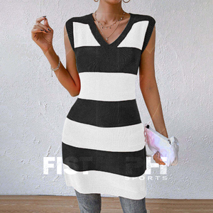 Vestido Ajustado sin Mangas de Acrílico Tejido con Rayas Rosas y Verdes, Personalizado de Alta Calidad OEM ODM para Mujeres y Hermandades - Product Image 5