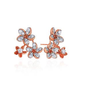 Pendientes de Oro Rosa de 14K con Diseño Floral, Diamantes Cultivados en Laboratorio con Corte Marquesa y Redondo, Joyería Fina para Mujer - Product Image 2