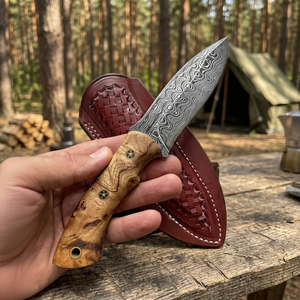 AHS HA # Couteau Bowie multifonctionnel de chasse et de camping en acier Damas de qualité industrielle, fait main, pointe clip, OEM - Product Image 2
