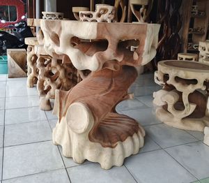 Antique Wooden <b>Stool</b> made of Suar Wood in Natural Color for Home Furniture, Living Room Furniture, Hotel & Villa - Product Image 4