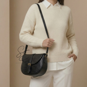 Bolso Bandolera de Cuero Genuino con Grabado de Cocodrilo, Estilo Preppy, con Cierre de Cremallera y Solapa, para Mujer, Bolso de Hombro Premium OEM Personalizado - Product Image 3