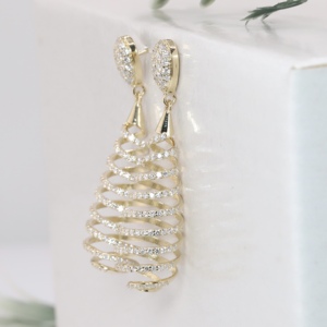 Pendientes Colgantes de Oro Amarillo de Lujo con Diseño de Espiral, Clásicos con Micro Pavé de Diamantes Cultivados en Laboratorio, Joyería Fina para Mujer, Anillo de Compromiso - Product Image 4