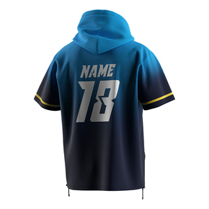 OEM Custom Baseball Hoodie <b>Short</b> <b>Sleeve</b> Polyester Blend Adjustable Hem Sports <b>Sweatshirt</b> for Training - Product Image 3