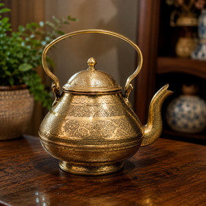 Handcrafted Engraved Brass <b>Tea</b> Kettle Traditional Brass Teapot Vintage <b>Arabic</b> Moroccan <b>Tea</b> Pot for Home Kitchen Hotel Decor - Product Image 4