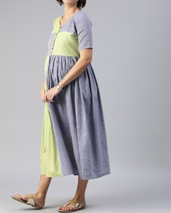 Ladies Maternity Dress Boho Printed Pregnancy Maxi Gown Ladies Maternity Dress V Neck Short Sleeve <b>Nursing</b> Loose Flowy Summer - Product Image 3