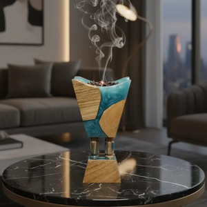 Porte-encens en bois et résine, brûleur de bakhoor, best-seller, tendance, parfum aromatique, nouveauté - Product Image 1