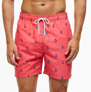 Short de bain décontracté pour homme, tissé, imprimé flamant rose, séchage rapide, résistant à l'eau, taille mi-haute avec cordon de serrage - Product Image 5