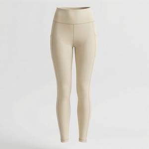 Leggings de yoga pour femmes, taille haute, sans couture, longueur intégrale, couleur unie, tricotés, extensibles - Product Image 1