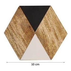 Posavasos Cuadrados Modernos de Madera con Diseño Geométrico en Blanco y Negro, Duraderos, Ecológicos y Antideslizantes para Decoración de Mesa - Product Image 5
