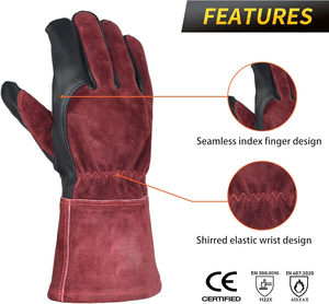 Guantes de soldador de alta calidad para protección de manos, de cuero vacuno, para soldadura TIG y uso general, servicio OEM. - Product Image 2