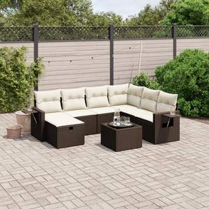 Conjunto de sofás de jardín grandes y modulares de ratán sintético marrón - Product Image 1