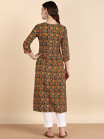 Kurta midi droite imprimée en rayonne pour femme, séchage rapide, été, décontractée, bureau, soirée, formelle, mode lifestyle, tenue quotidienne moderne