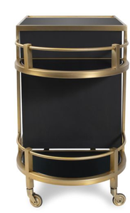 Carrito de Bar Metálico Moderno con Ruedas, Carrito de Servicio de Bebidas con 2 Estantes Redondos para Hotel o Sala de Estar - Product Image 3