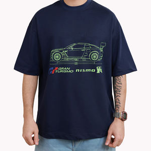 Camiseta Oversize de Cuello Alto para Hombre, de Poliéster de Sarga Pesada Lisa de 120g, con Logotipo Personalizado, de Primera Calidad - Product Image 1