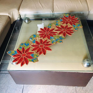 Elegante Camino de Mesa de Algodón Ecológico de Primera Calidad con Cuentas y Bordado, Diseño Personalizado con Cuentas para Decoración de Festivales y Eventos - Product Image 3
