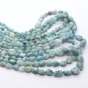 Perles de Larimar naturel AAA, lisses et irrégulières, 6-7 mm, pierres précieuses bleues, perles lisses polies, brin de 16 pouces pour la création de bijoux - Product Image 5