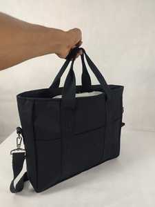 Sac fourre-tout en toile noir ORKID, motif lettres, 12x14x4,2 pouces, grande capacité, poignée épaule, fermeture éclair, multi-poches - Product Image 2