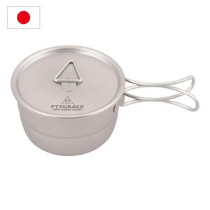 PY-SIE049 PTYGRACE Taza Apilable de Titanio con Tapa de 300 ml, Mini Olla Japonesa Ligera de Titanio con Asa Plegable para Camping - Product Image 1