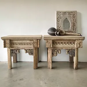 Vintage Wooden Floral Hand Carved Console Table Side Table Coffee Table Seating Stool <b>Bench</b> for <b>Living</b> <b>Room</b> Bedroom Farmhouse - Product Image 4