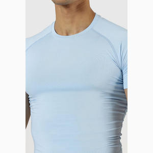 Vêtements de sport pour homme entièrement personnalisés, séchage rapide, sous-vêtements de compression, hauts de sport, t-shirts de gym en stock, tissu 100% coton - Product Image 2