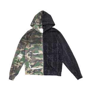 Sweat-shirt à capuche surdimensionné pour homme, imprimé camouflage noir, streetwear, coton tricoté, coupe classique, style automne - Product Image 1