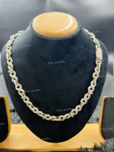 <b>Iced</b> Out Link <b>Chain</b> Necklace 925 Sterling Silver Rhodium Plated Moissanite Diamond Look Luxury Hip Hop Statement Gift - Product Image 4