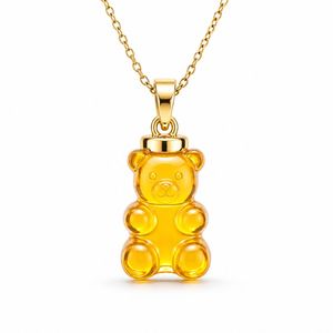 Colorful Epoxy Resin Gummy <b>Bear</b> Necklace with Link Chain Translucent Acrylic Animal Choker for Daily Wear - Product Image 3