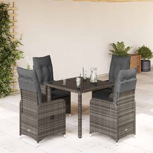 Conjunto de Bistro para 4 Personas en Ratán PE Gris y Mesa y Sillas de Jardín de Acero con Vidrio Templado - Product Image 2