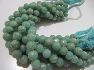 ลูกปัดอเมซอนไนต์ทรงกลมเจียระไนธรรมชาติ ขนาด 8-9 มม. ความยาว 9 นิ้ว - Product Image 3