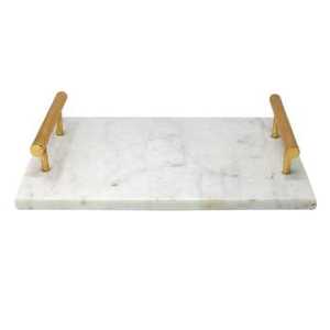 Set of 2 Elegant Gold Metal <b>Mirrored</b> Serving <b>Trays</b> Rectangle Vanity Platter with Loop Handles Luxury Perfume Jewelry Organizer - Product Image 4