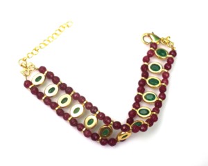 18K <b>Gold</b> Plated Brass Natural Green Onyx Bezel Setting Bohemian Style Unisex Handmade Luxury Gemstone <b>Beaded</b> <b>Bracelet</b> - Product Image 3