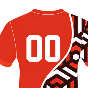 Camiseta de Rugby Geométrica Roja Brillante, Negra y Blanca, de Manga Corta y Cuello Redondo, Personalizable, Transpirable, para Entrenamiento Deportivo en Equipo - Product Image 4