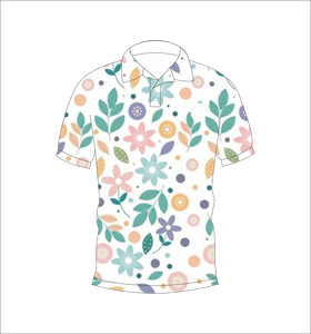 Men’s <b>White</b> Pastel Floral Leaf Print <b>Polo</b> Shirt Short Sleeve Casual Summer Golf Shirt - Product Image 4