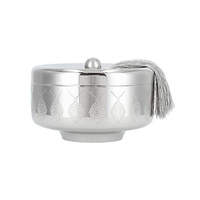 Casserole en acier inoxydable métallique avec couvercle en dôme, motifs floraux/géométriques gravés, quatre pieds incurvés, pot à soupe, passe au lave-vaisselle