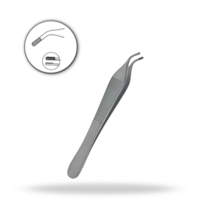 Pinza Quirúrgica Adson Brown Curva para Tejidos Delicados, 9x9 Dientes, Tamaño Estándar - Product Image 1