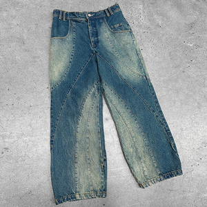 Custom Trending Design Best Quality Winter Solid Two Piece Embroidery Denim <b>Jacket</b> and <b>Straight</b> Jeans Trousers Men's Denim Suit - Product Image 4